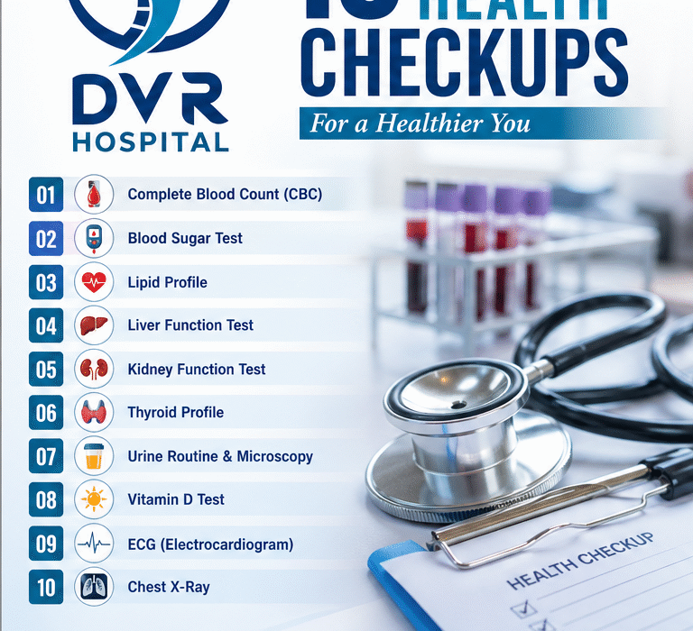 DVR Hospital 10 essential health checkups infographic best diagnostics near me